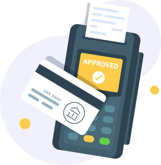 Professional credit card to cash service illustration showing secure money transfer process
